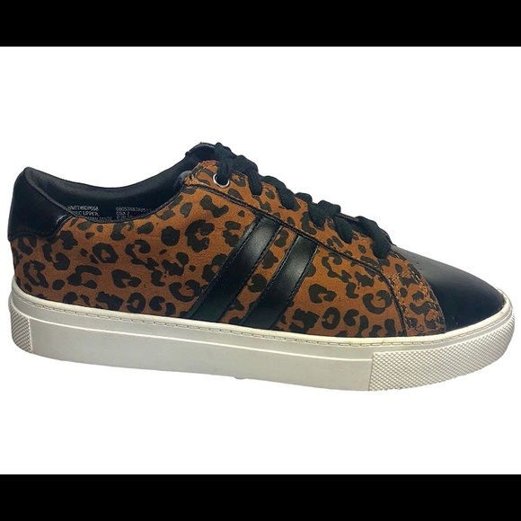 Court Leather Lace up Sneaker in Leopard & Black - Picture 2 of 4